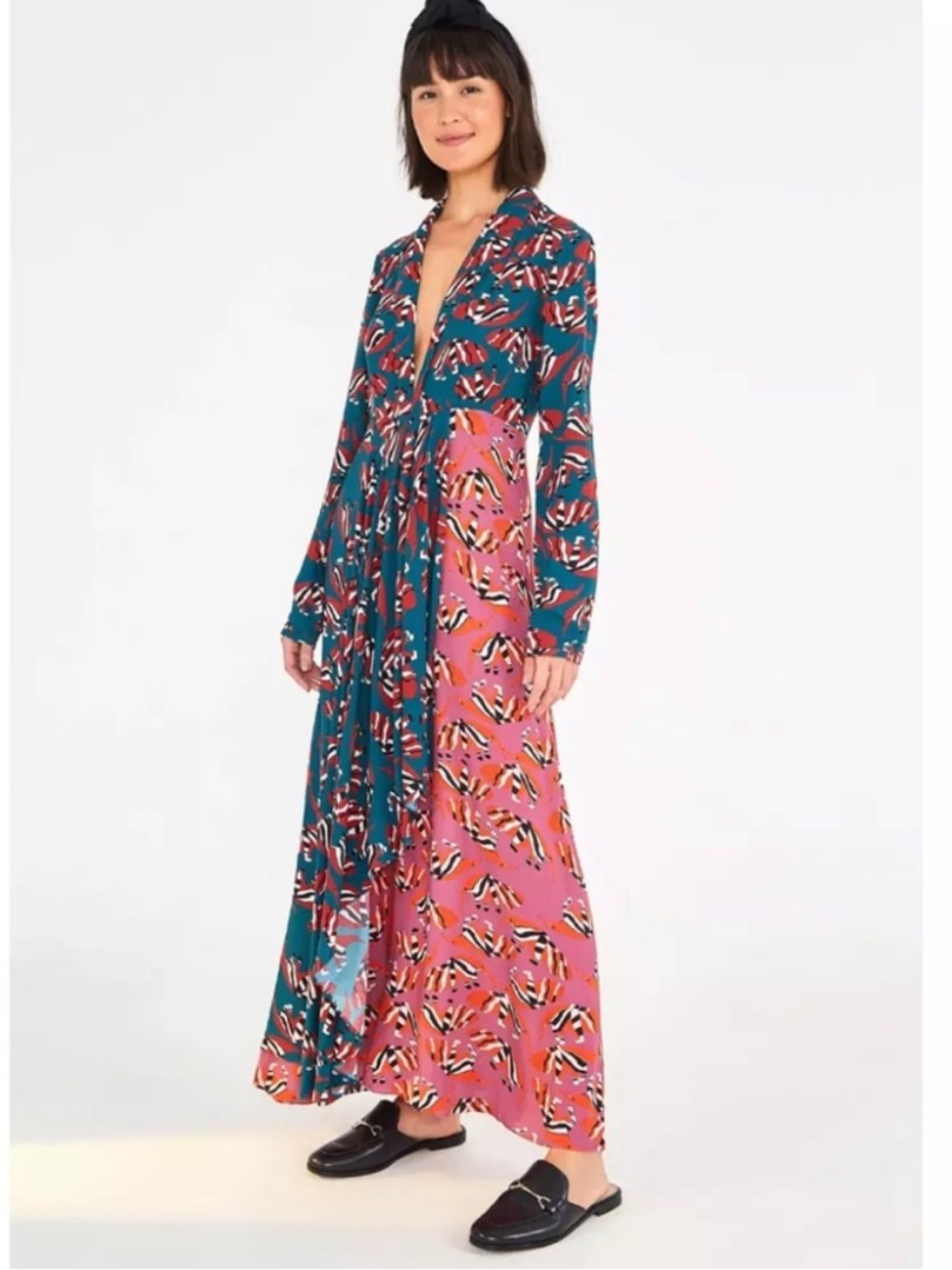 Farm Rio Anteater Winter Jungle Maxi Dress Duo Tamandua Multi Medium $200